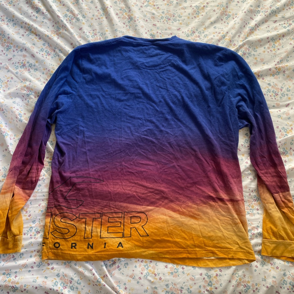 Hollister Gradient Long Sleeve Tee - Blue, Purple, and Orange